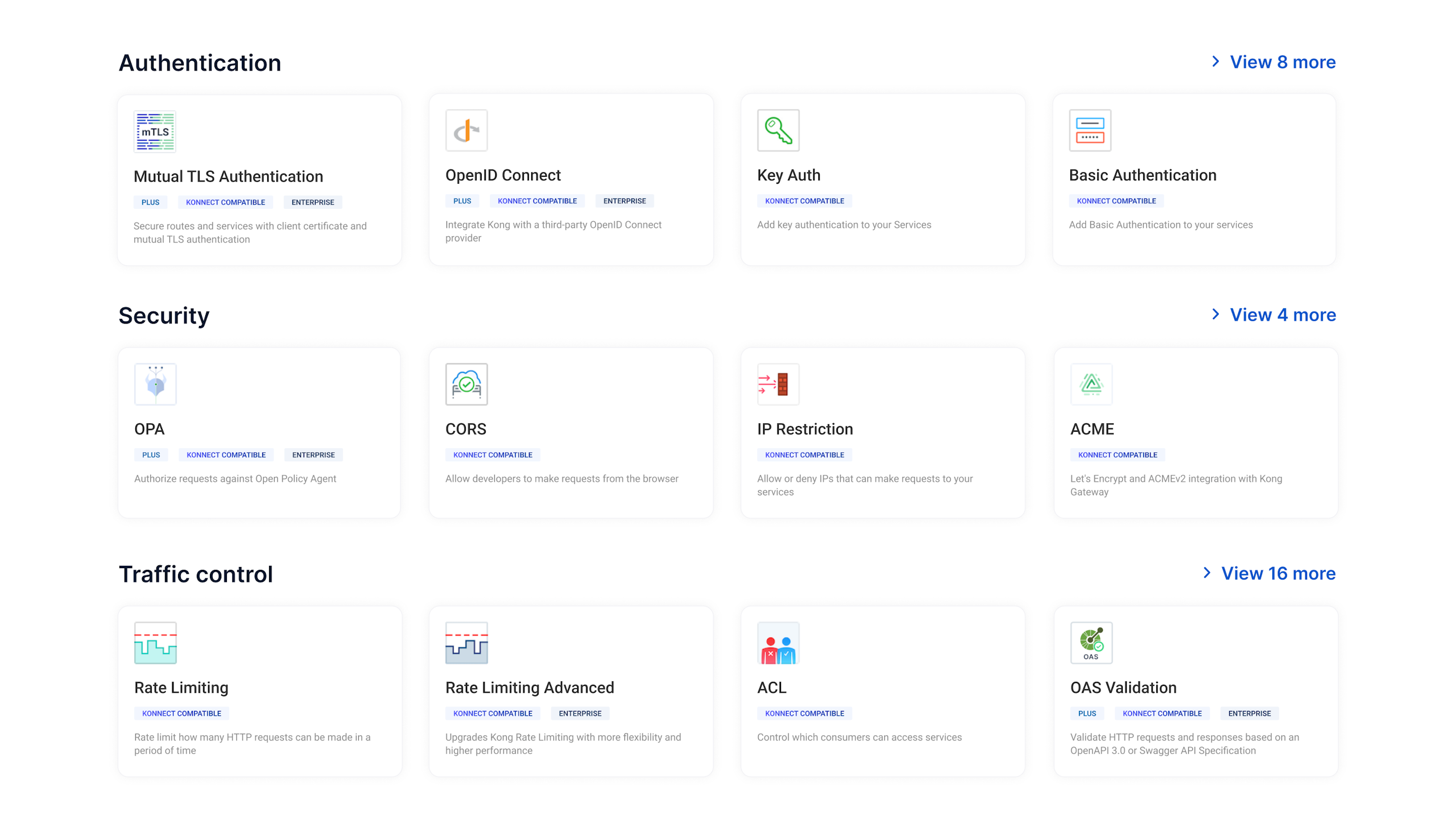 Kong Gateway plugin cards