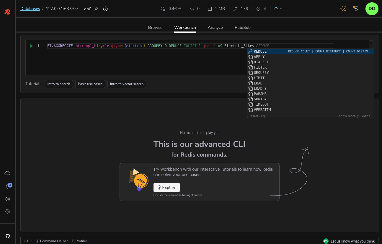 Redis Insight workbench